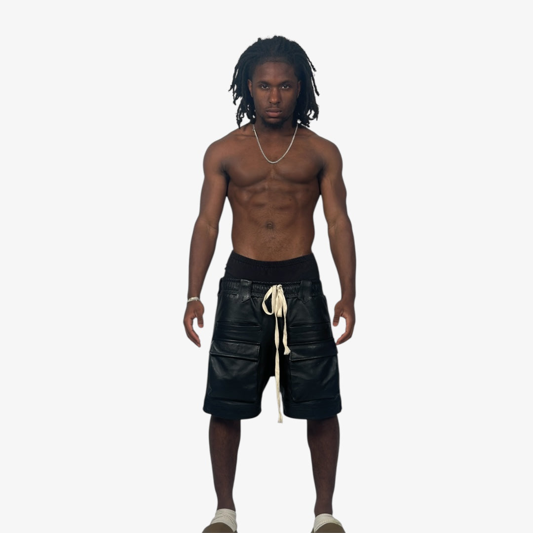 .S3V1 BLACK LEATHER SHORTS