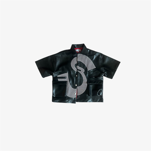 .S3V1 BLACK LEATHER SHIRT