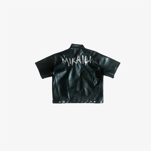 .S3V1 BLACK LEATHER SHIRT