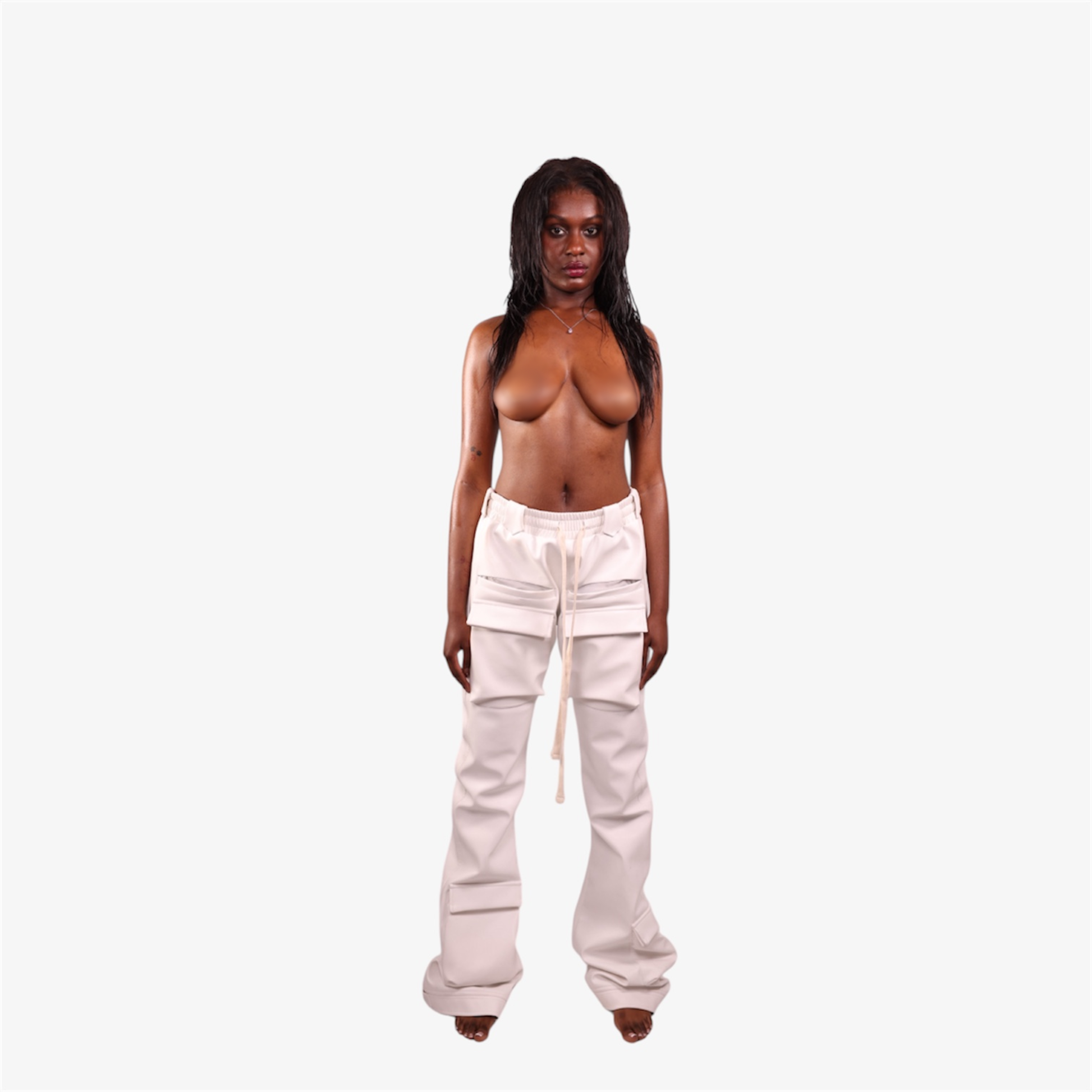 .S3V1 WHITE LEATHER TROUSERS