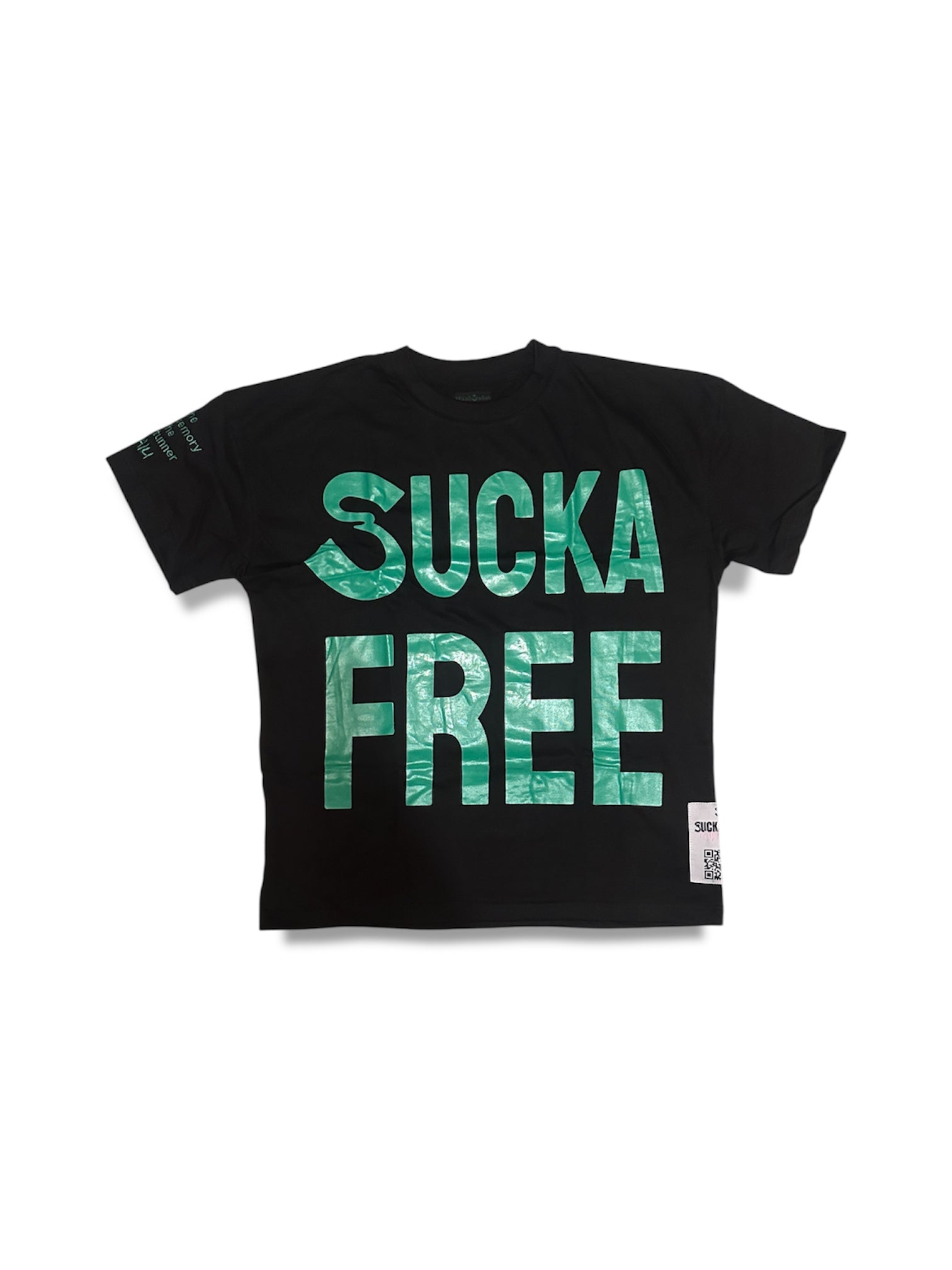 SUCKAFREE BLACK T-SHIRT GREEN PRINT