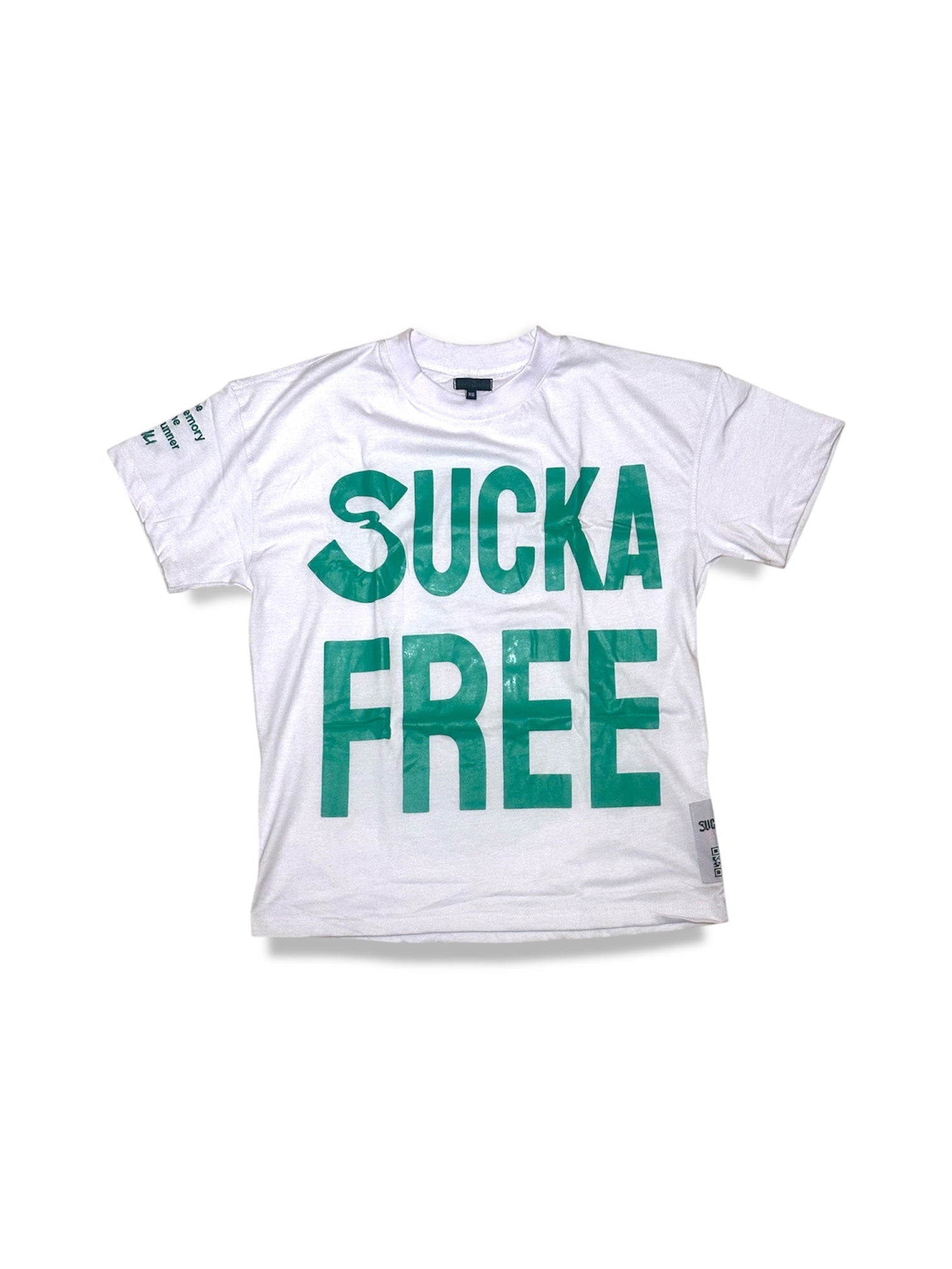 SUCKAFREE WHITE T-SHIRT GREEN PRINT